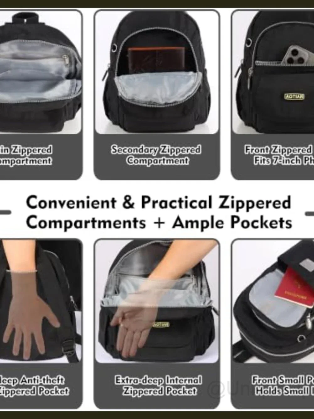 Mini Backpack Women Lightweight Sturdy Nylon Small Daypack Anti-Theft Pocket